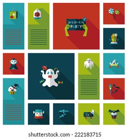 Halloween flat ui background set