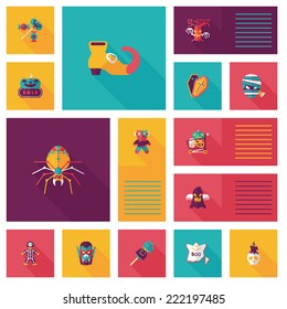 Halloween flat ui background set