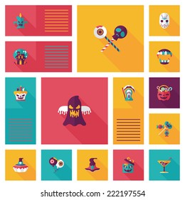 Halloween flat ui background set