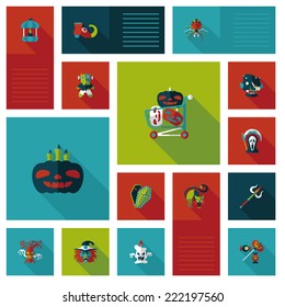 Halloween flat ui background set