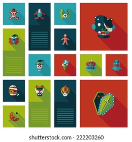 Halloween flat ui background set