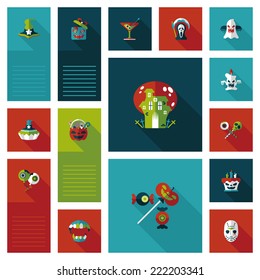 Halloween flat ui background set
