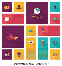 Halloween flat ui bakcground set