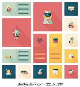 Halloween flat ui bakcground set
