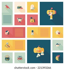 Halloween flat ui bakcground set