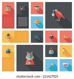 Halloween flat ui bakcground set