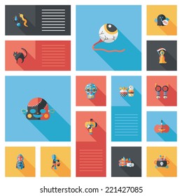 Halloween flat ui bakcground set