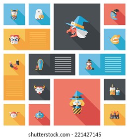 Halloween flat ui bakcground set