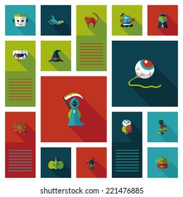 Halloween flat ui bakcground set