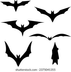 Halloween, flat vector artwork set, bat, moon, bat sets, bucket with eyes, pumpkins. EPS10