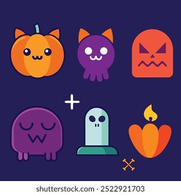 Halloween floral decorations with retro skulls and witches