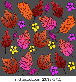 Flor y hoja de Halloween Diseño de la ilustración Seamless Background hermoso
