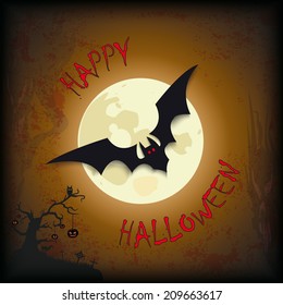 Halloween flyer background design with bats and moon. Eps 10 vector file.