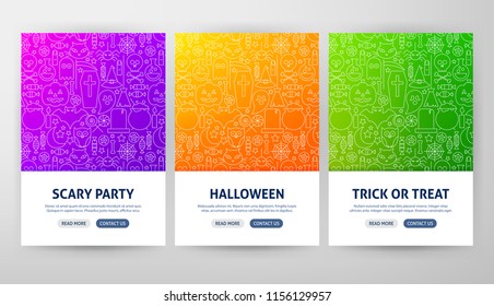 Halloween Flyer Concepts. Vector Illustration of Outline Web Banner Design.