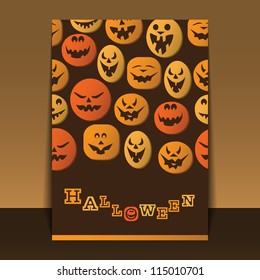 Halloween Flyer or Cover Design - Various Colorful Teeth Smiling Spooky Pumpkin Faces