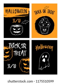 Halloween flyer design template set hand drawn vector