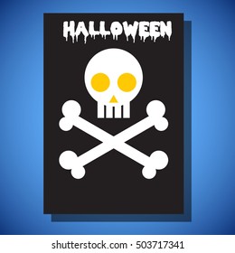 Halloween flyer flat style design illustration, trendy and cute cartoon