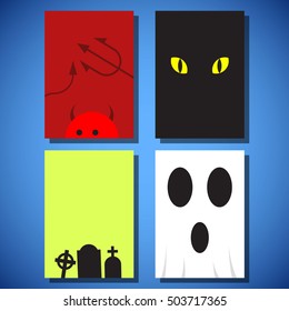 Halloween flyer flat style design illustration, trendy and cute cartoon