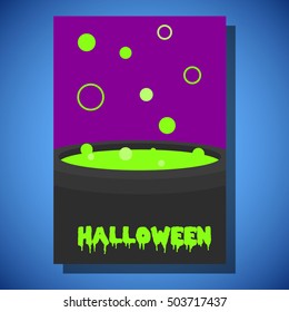 Halloween flyer flat style design illustration, trendy and cute cartoon