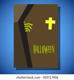 Halloween flyer flat style design illustration, trendy and cute cartoon