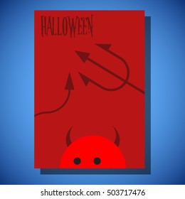 Halloween flyer flat style design illustration, trendy and cute cartoon