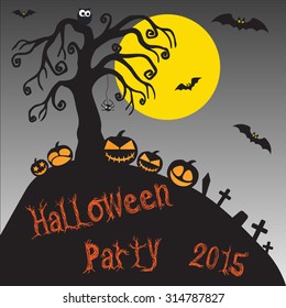 Halloween flyer / Halloween Horror Party / Halloween party invitation / Halloween pumpkin, bat, full moon etc  / Spooky halloween picture / Halloween 2015 flyer