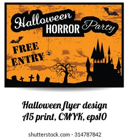 Halloween flyer / Halloween Horror Party / Halloween party invitation / Halloween pumpkin, bat, full moon etc  / Spooky halloween picture / Halloween 2015 flyer