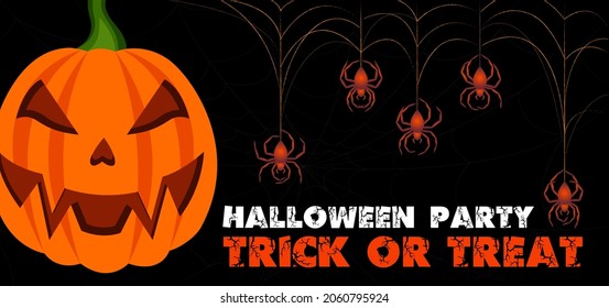 Volante de Halloween. Calabaza y telaraña con arañas