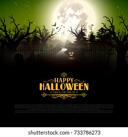 Halloween flyer with silhouette of a forrest and place for your text
