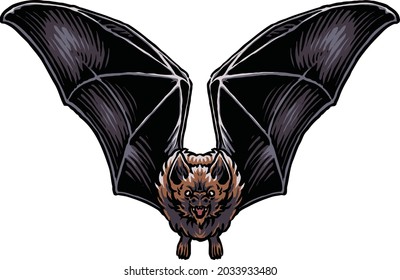 Halloween Flying Bat Colored Vector