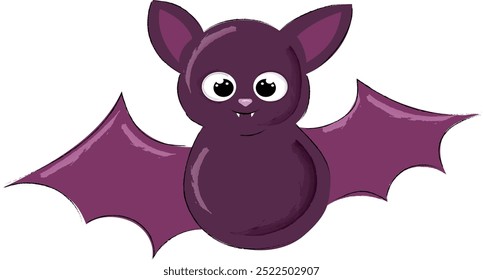 Halloween flying bat illustration in line art style. Graphic monochrome drawing. Hand drawn outline sketch, engraved doodle illustration. For coloring book, invitation, decoration.