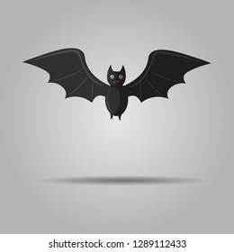 Halloween flying bat isolated on gray background. vampire vector bat