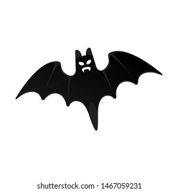 Halloween flying bat with scary face flat style design vector illustration isolated on white background. Halloween celebration symbols.