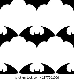 Halloween flying bat.  Vampire vector bat. Dark silhouette of bats flying in a flat style. Seamless pattern. Halloween background.