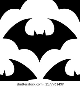 Halloween flying bat.  Vampire vector bat. Dark silhouette of bats flying in a flat style. Seamless pattern. Halloween background.
