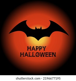 Halloween flying bat.  Vampire vector bat. Dark silhouette of bat flying in a flat style