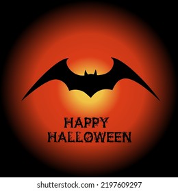 Halloween flying bat.  Vampire vector bat. Dark silhouette of bat flying in a flat style