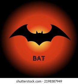 Halloween flying bat.  Vampire vector bat. Dark silhouette of bat flying in a flat style