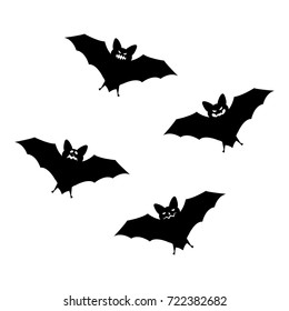 Halloween flying bats isolated on white background. Scary eyes vampire vector bat. Bat silhouettes - Halloween vector illustration