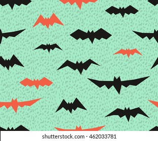 Halloween flying bats seamless vector pattern