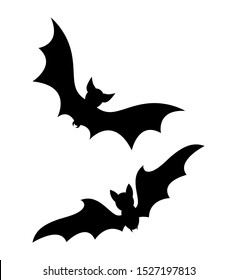 halloween flying bats silhouette isolated on white background