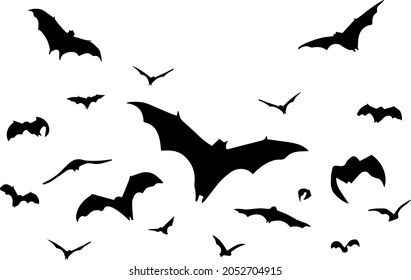 Halloween flying evil bats vector
