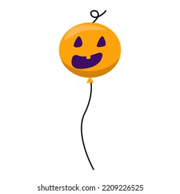 Halloween flying fun pumpkin balloon. Transparent png. Vector element. Design.