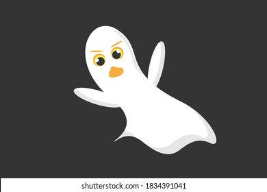 Halloween Flying Ghost on Black Background
