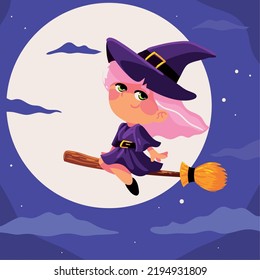 Halloween Flying Witch With Broom