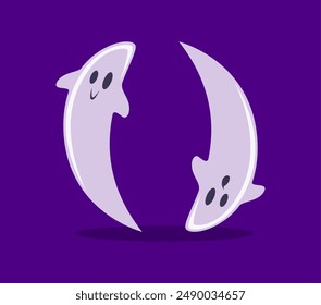 Halloween font, ghost or boo monsters as brackets for cartoon horror alphabet, vector punctuation signs. Halloween font or ABC type parentheses brackets of creepy poltergeist ghosts or funny scary boo