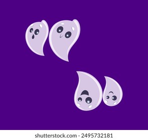 Halloween font, ghosts or funny boo as quotation marks for horror holiday alphabet, cartoon vector. Halloween font punctuation sign of quotation marks as cute boo ghosts or horror creature characters