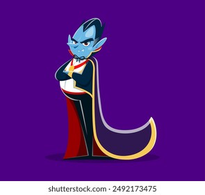 Fuente de Halloween, letra L como personaje vampiro Drácula para el alfabeto de dibujos animados de terror, Vector niños ABC. Fuente de vacaciones de Halloween o tipo de letra espeluznante L como vampiro miedo Drácula para tipo de fuente de terror