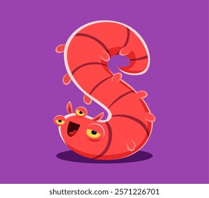 Halloween font letter S funny monster character. Silly horror worm monster personage ABC alphabet element, bizarre fantasy creature vector English typeset letter or crazy Halloween animal font symbol