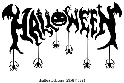 halloween font logo with black metal style